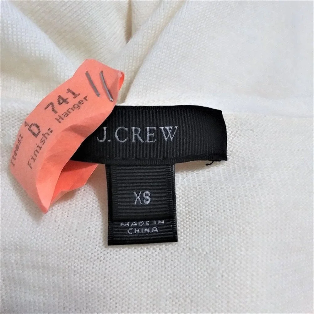 J.Crew Womens‎ XS Cream 100% Merino Wool Shoulder Zip Sweater A5142 Ivory